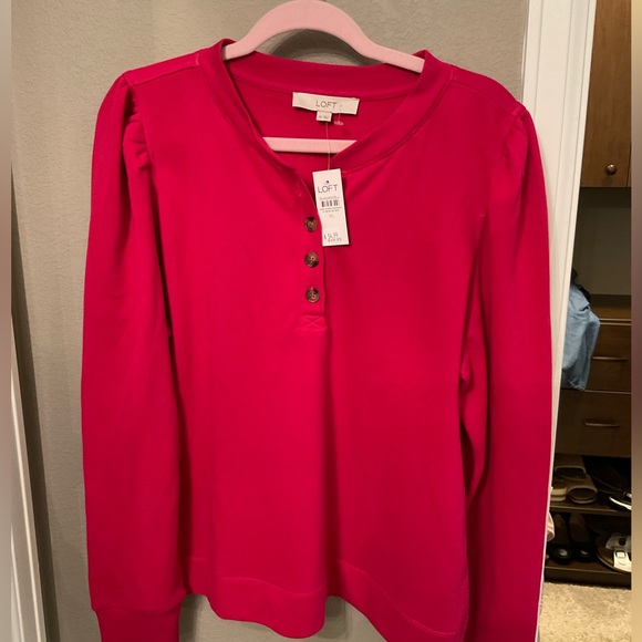 LOFT Tops - LOFT Dark Fuchsia Long Sleeve Top Size XL